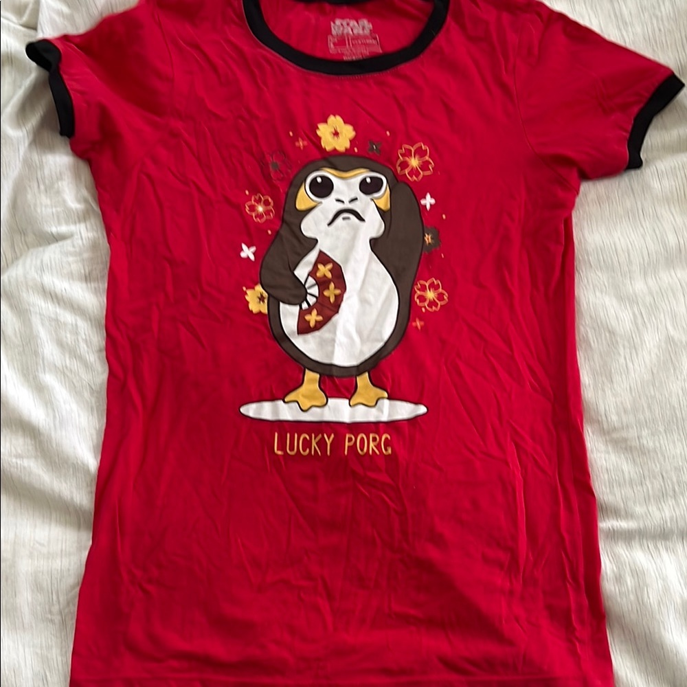 Red Lucky Porg Graphic T-Shirt